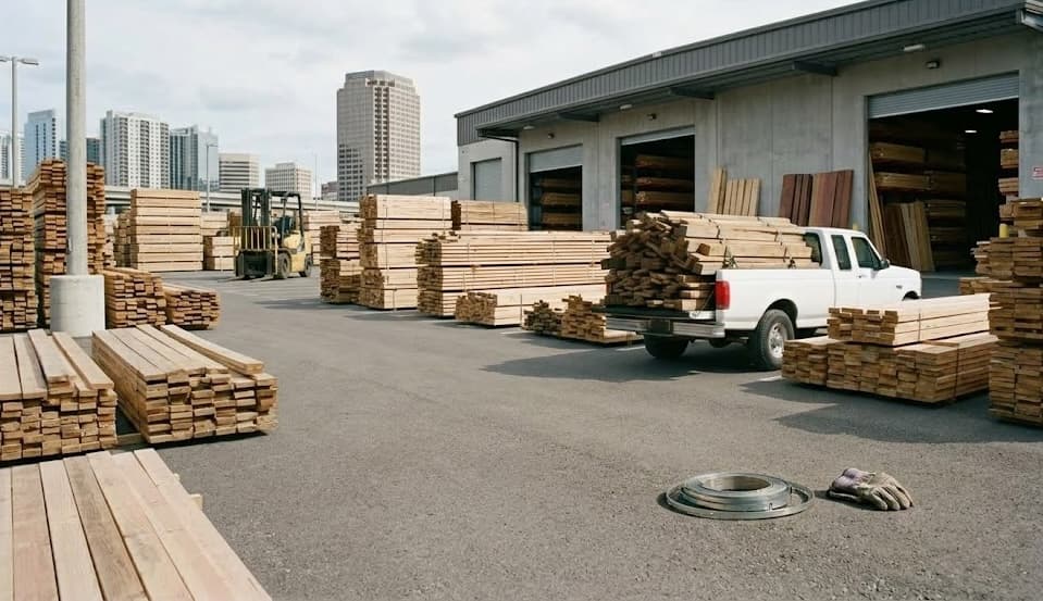 Reclaimed wood processing at Boston Lumber facility
